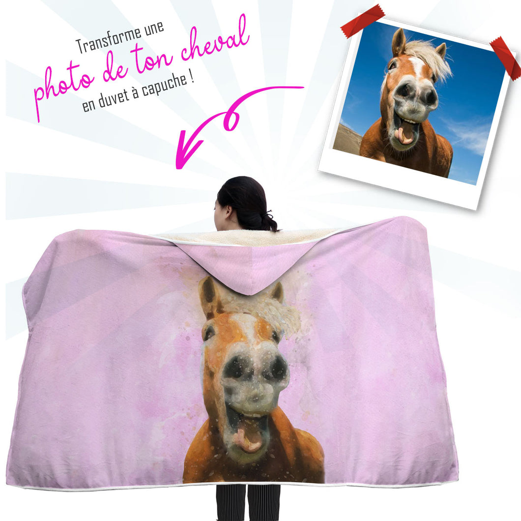 Couverture Personnalisable avec Capuche - Peinture de Cheval